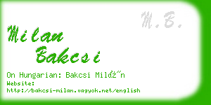 milan bakcsi business card